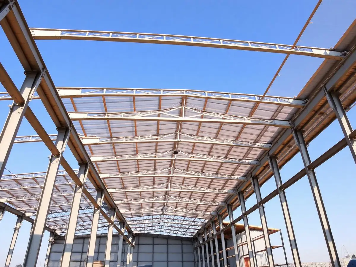 Steel structure under installation